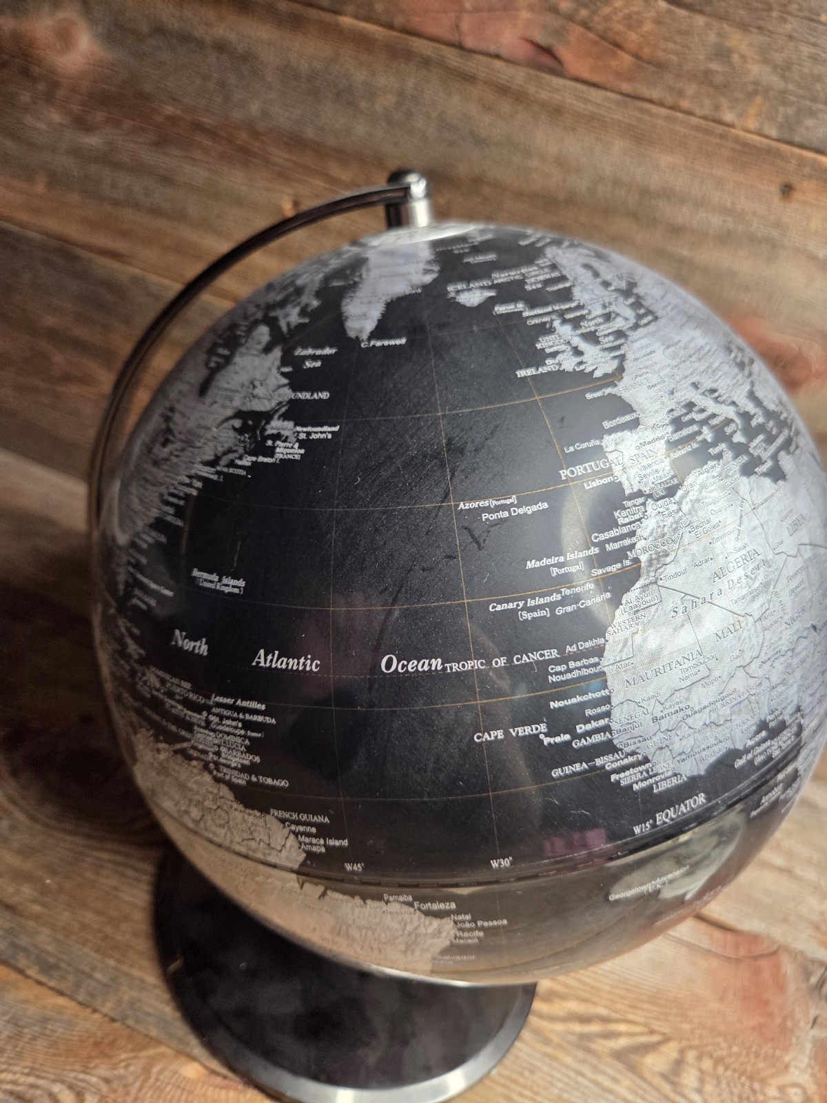Black Metallic World Globe - 12 Inch Tabletop Globe