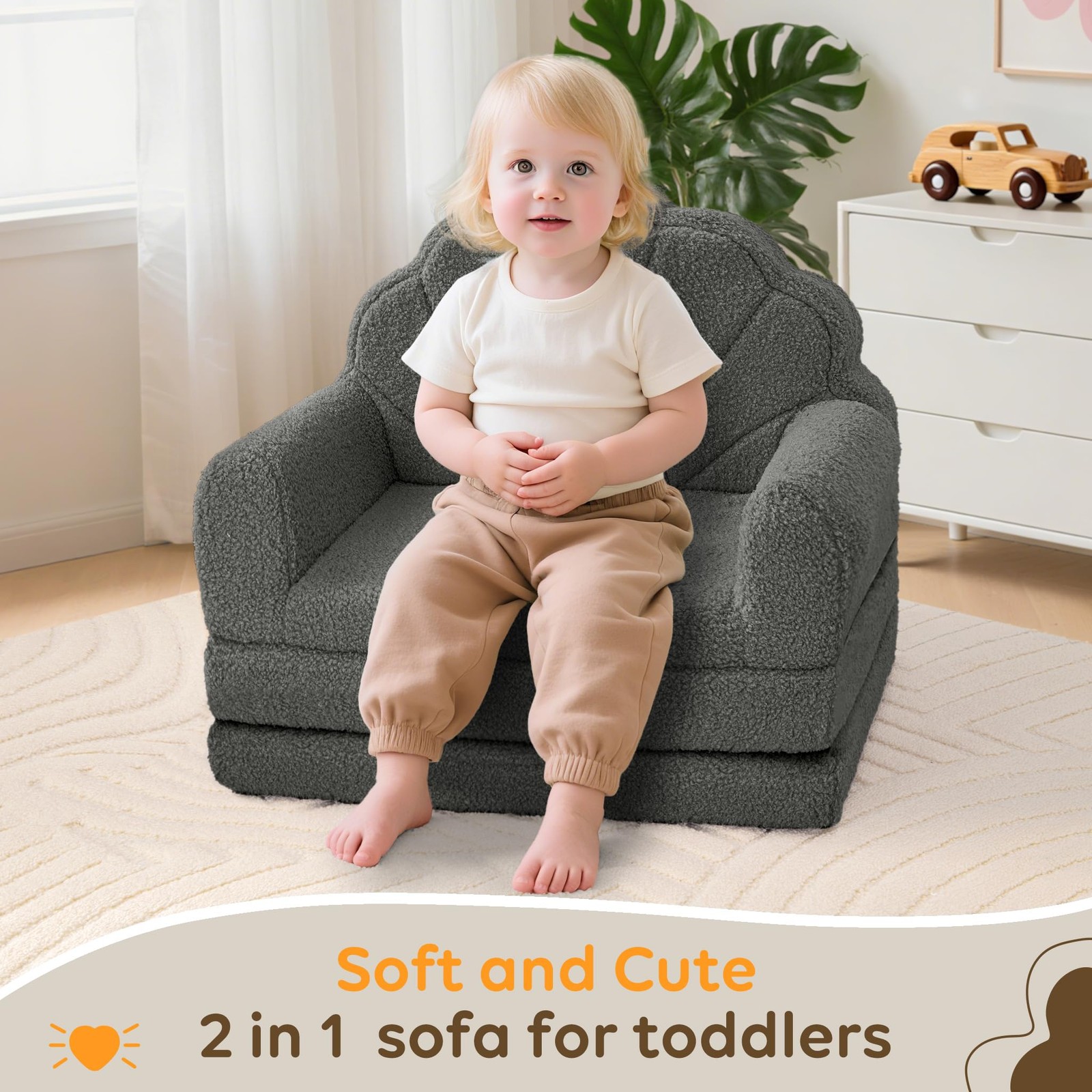 Chair for , 2-in-1 Soft Couches that Fold Out for , Convertible Baby Sofa to ...