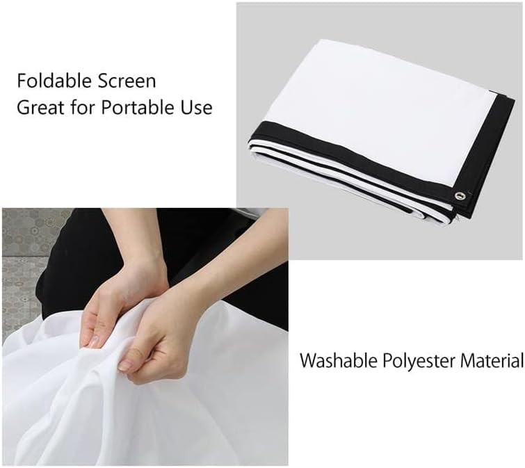 200" Projector Screen 4K HD Outdoor Movie 16:9 Canvas Double-Sided Portable