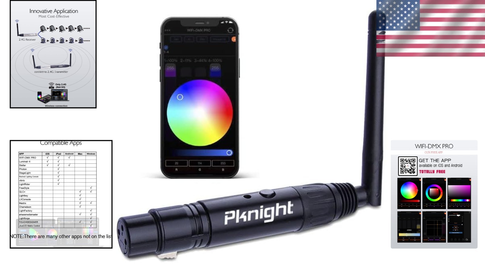 2.4G Wireless DMX Controller - Compact Wi-Fi Transceiver, Supports Artnet & sACN