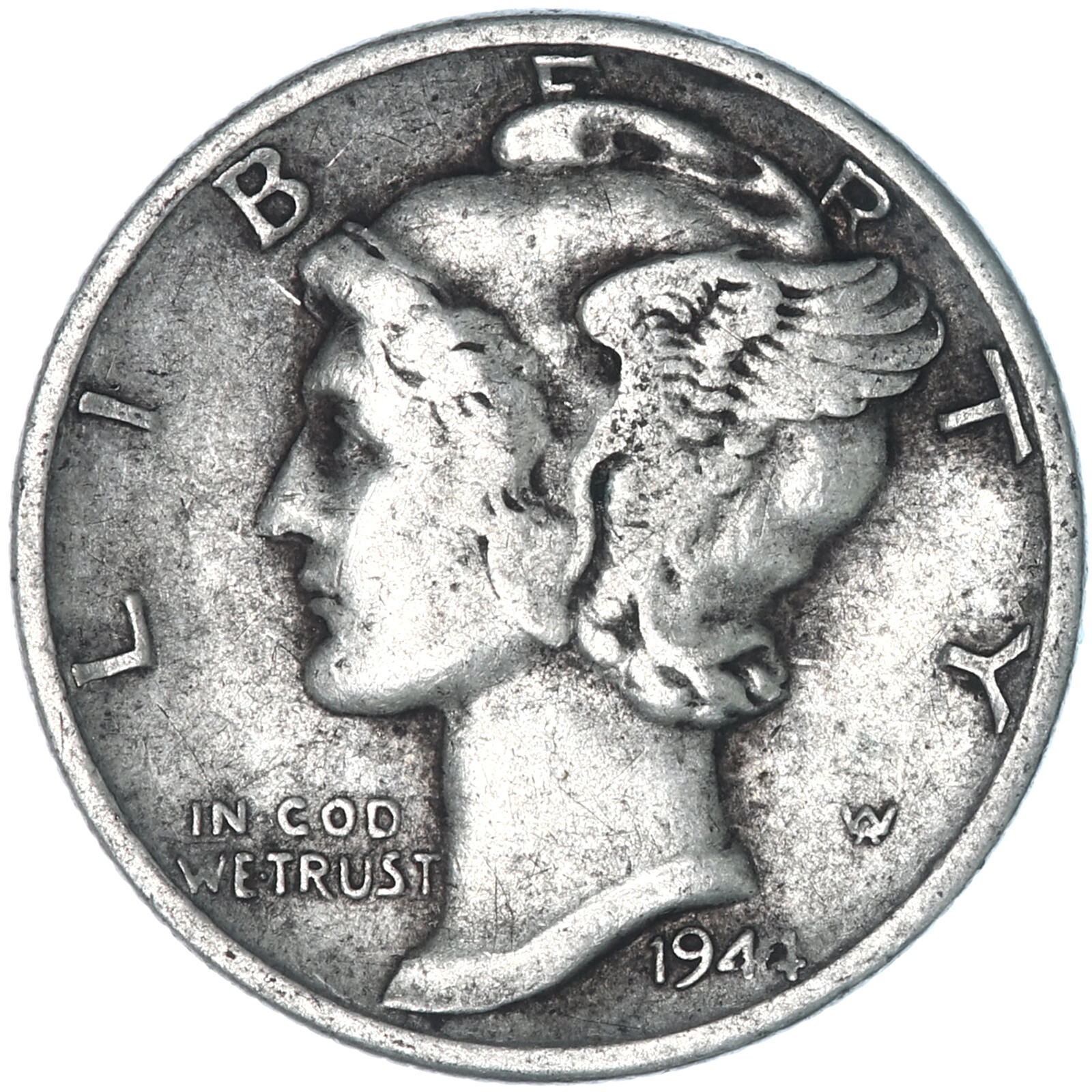 1944 S Mercury Dime 90% Silver Very Fine VF