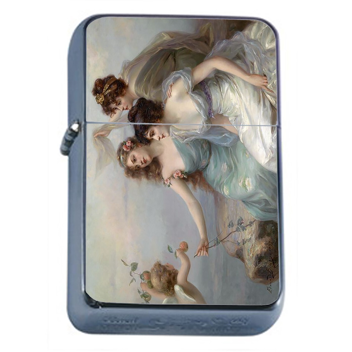 Renaissance Angel Women Flip Top Oil Lighter Windproof