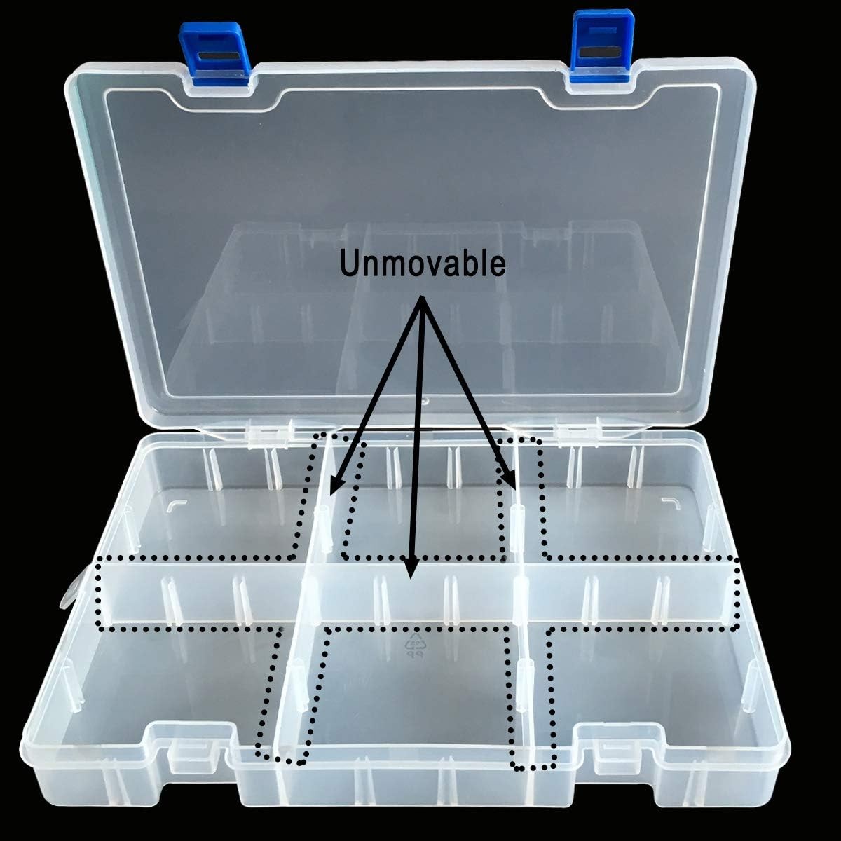 Qualsen Plastic Compartment Box with Adjustable Dividers Craft 2PCS, White