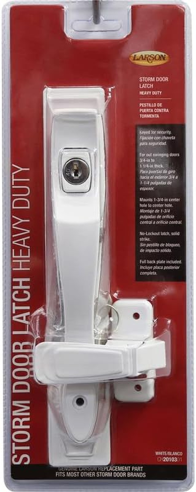 Certified Storm Door White Push-Button Heavy-Duty Latch with Key Handle Set, Sto
