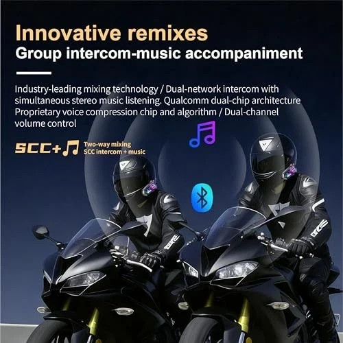 Motorcycle Bluetooth Headset with Microphone,Wireless Helmet 2 Intercom set