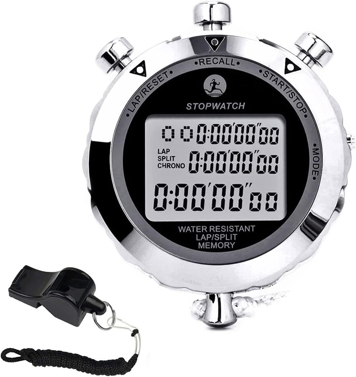 Stopwatch Timer, Digital Stop Watch with 0.01second Timing, Metal 10 10 Lap