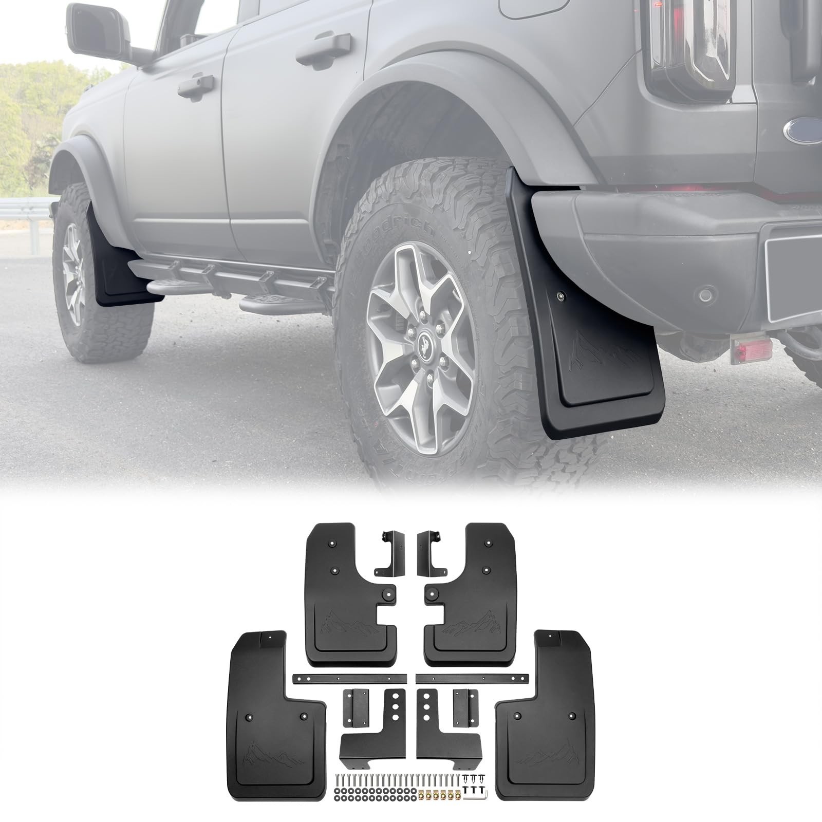 Mud Flaps for 2021-2025 2026 Ford Bronco 2/4-Door, No Drill Splash Guards Fro...