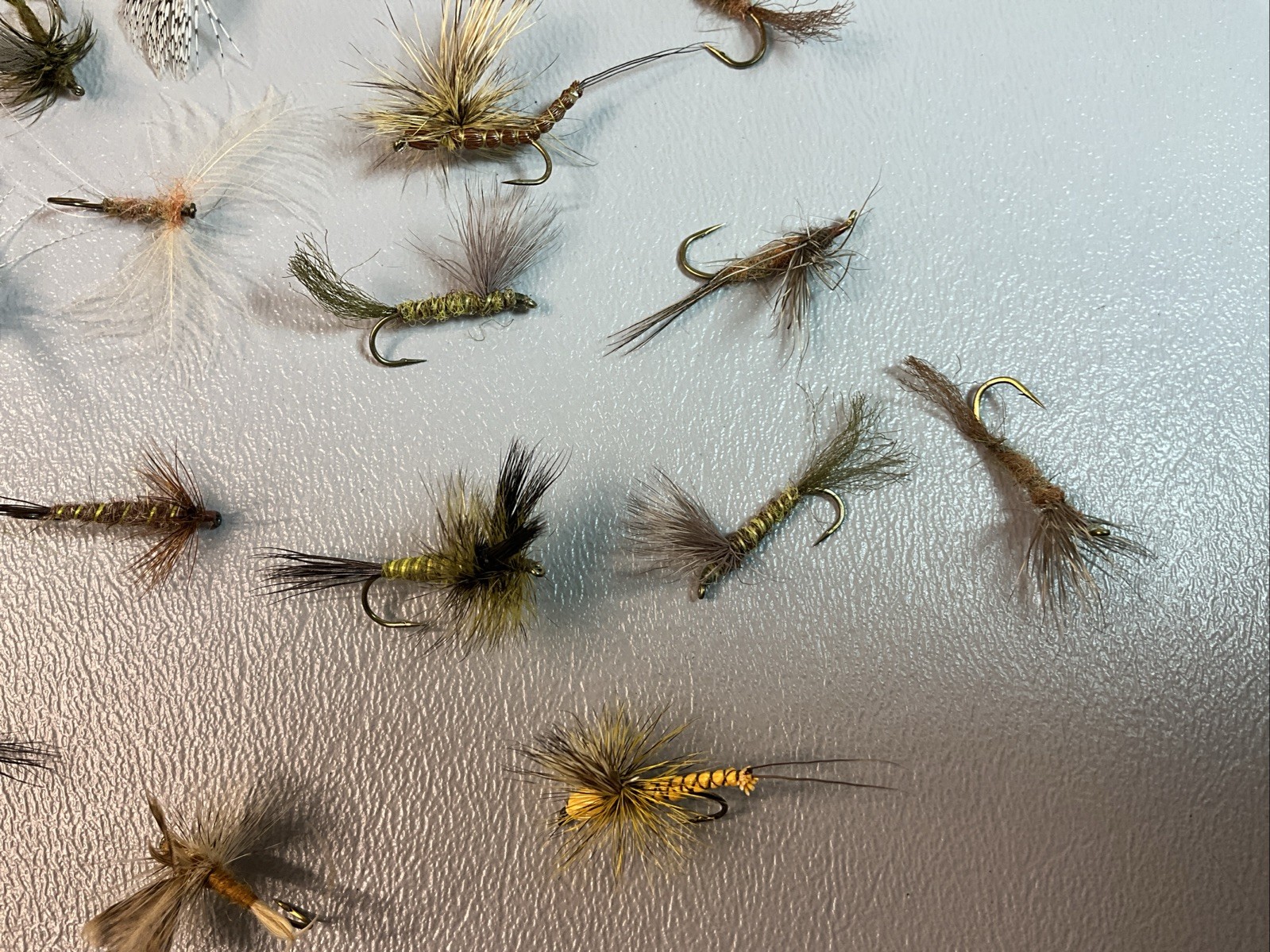 FLIES FOR FLY FISHING (15) CALLED BROWN/GREEN DRAKES FOR TROUT. (S1199)