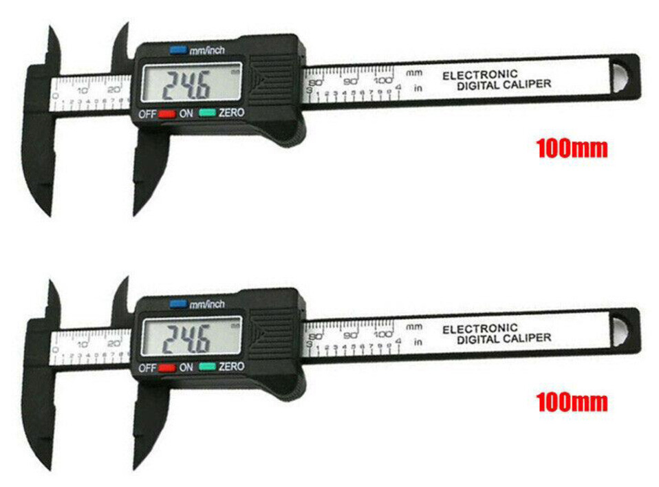 2X 100mm 4" LCD Micrometer Digital Electronic Carbon Fiber Vernier Caliper 2Pcs