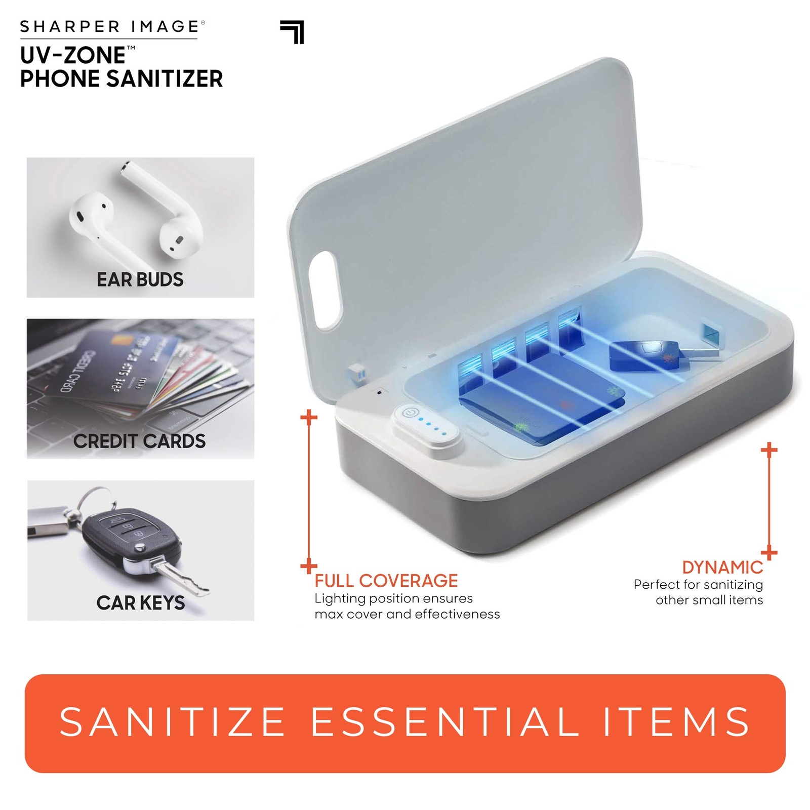 UV Zone Phone Sanitizer by Sharper Image - Sanitize & Kill Bacteria on