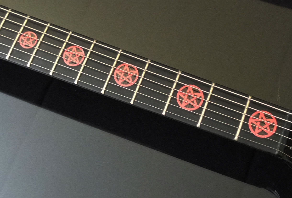 Pentagram RED & BLACK PEARL Fret Markers Inlay Sticker Decal for BASS & GUITAR