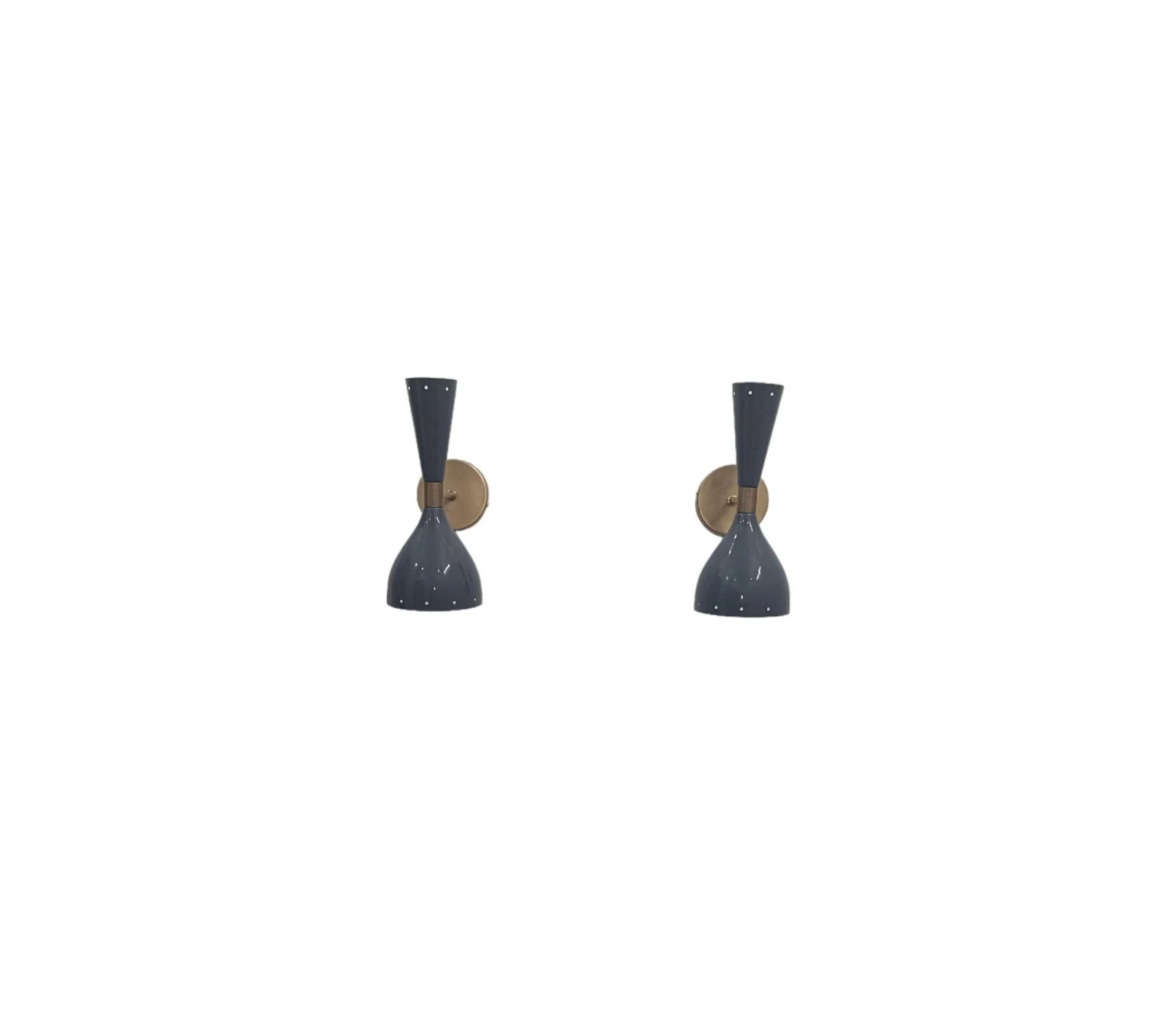 Greece Brass Wall Sconce Pair: Stilnovo Italian Diabolo Light