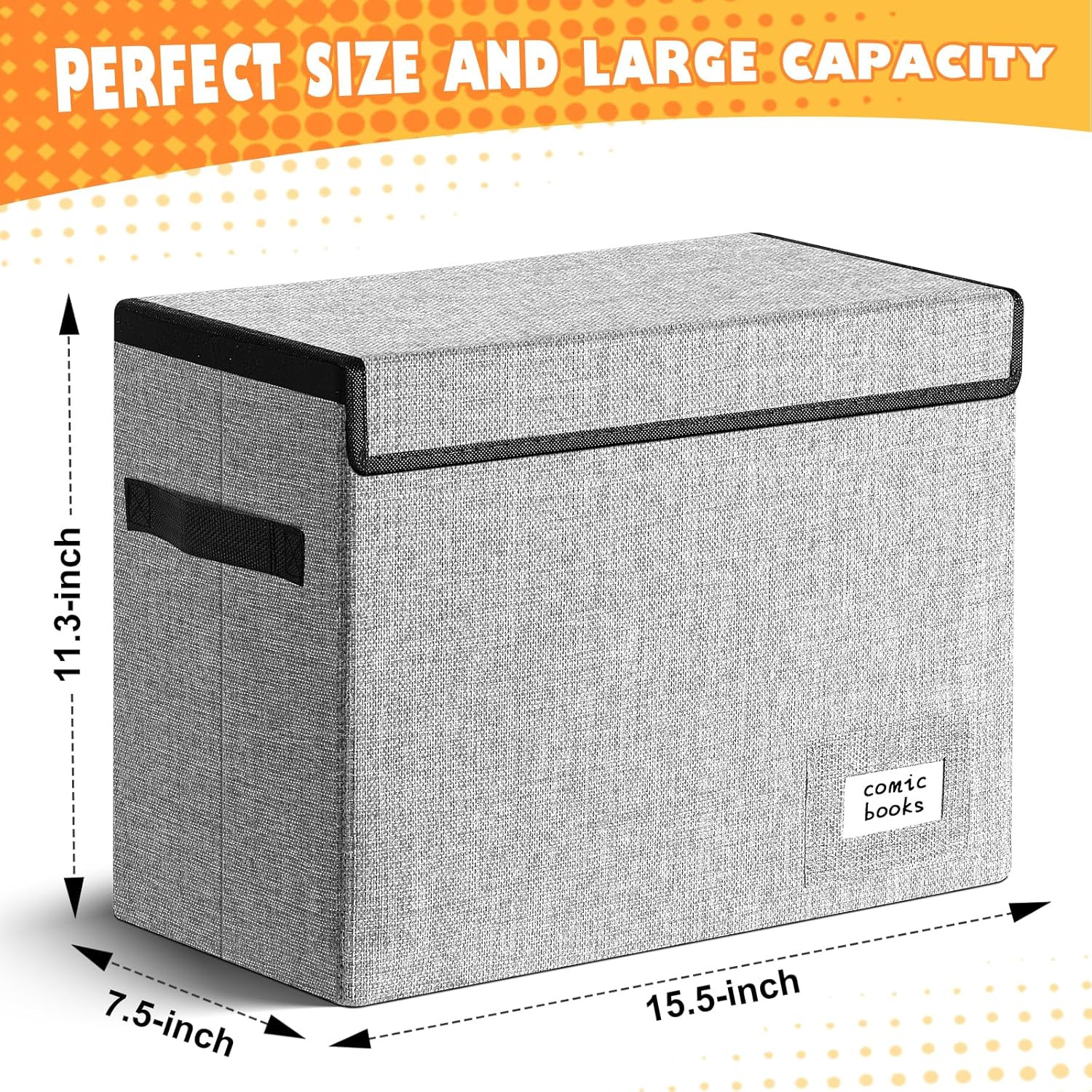 Comic Book Storage, Box 15.5" X 7.5" X 11.3", Collapsible Comic Short Box with L