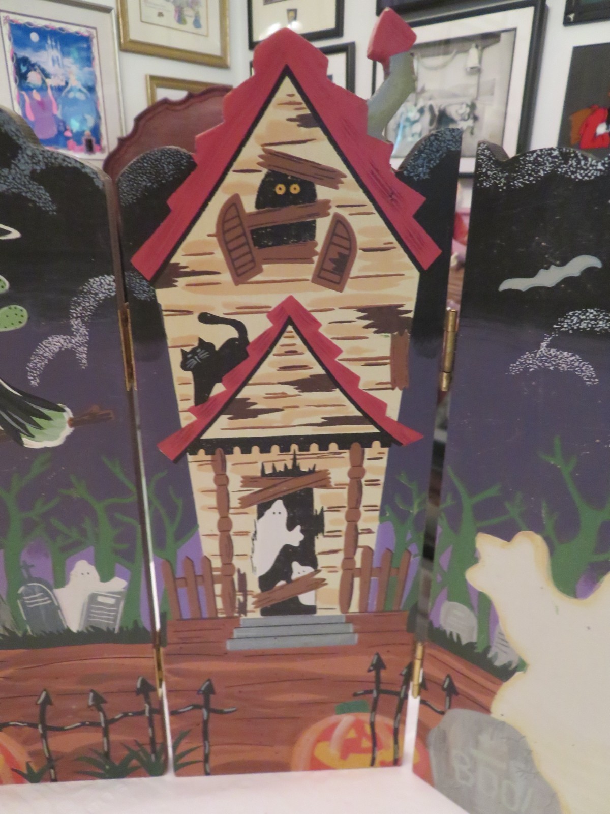 Halloween Backdrop 4 Panel 10" X 14" Wood Painted Standup
