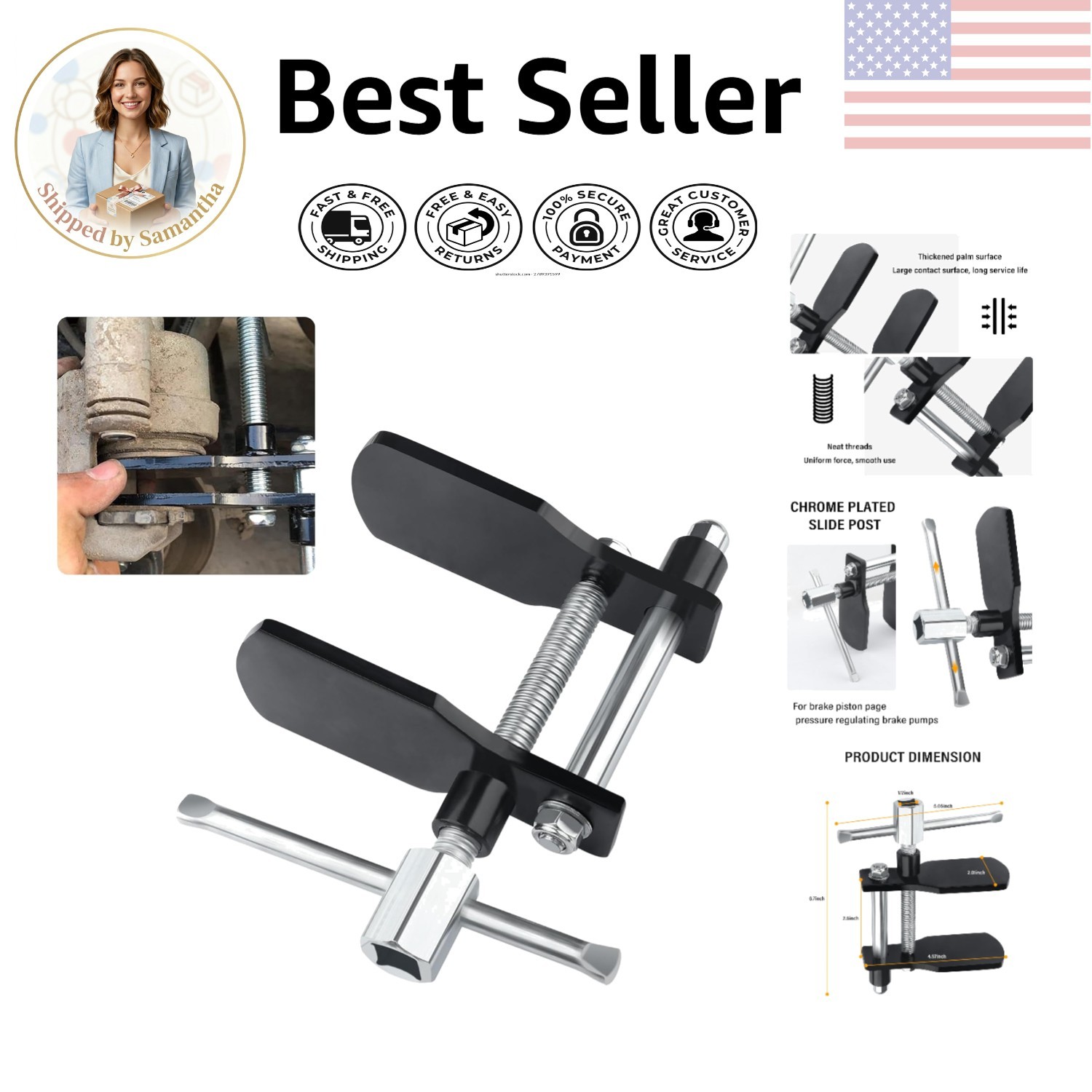 Durable Alloy Steel Brake Pad Spreader Tool for Effortless Automotive Repairs