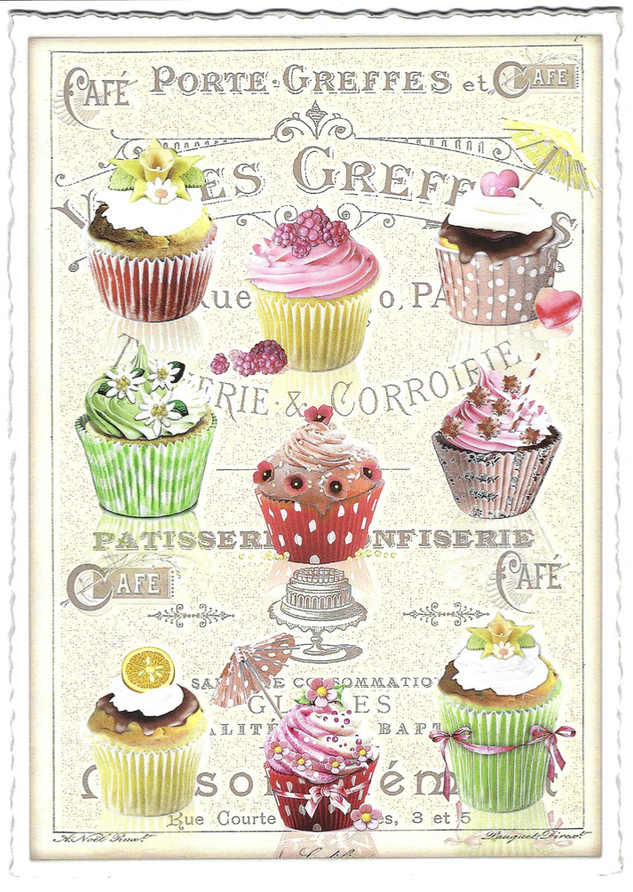 Postcard Glitter Tausendschoen Cupcakes Dessert Sweets Postcrossing