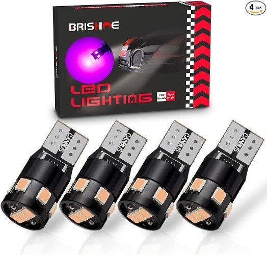 300LM Extremely Bright Canbus Error Free 194 168 2825 W5W T10 LED Bulbs Purple 9