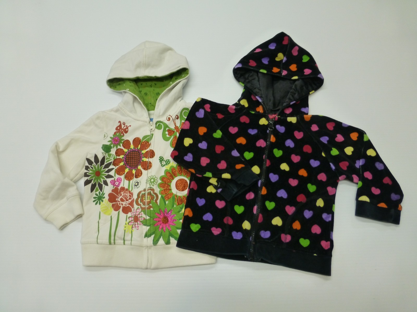 Childrens Place Floral Hoodie & Imagine Me Velour Black Hearts Hoodie Size 24M