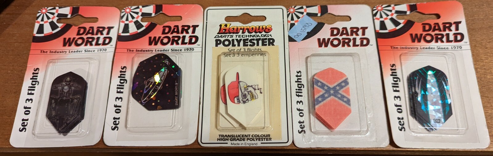 Lot of (5) NOS Dart World flights in packaging, assortment #B 6-10