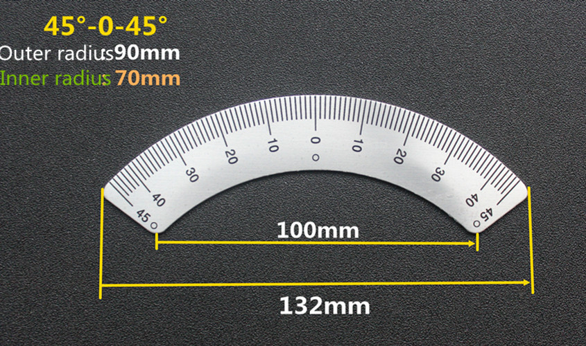 45-0-45 Scale Ruler Sticker Aluminum Arc Scale Angle Ruler Milling Machine Part