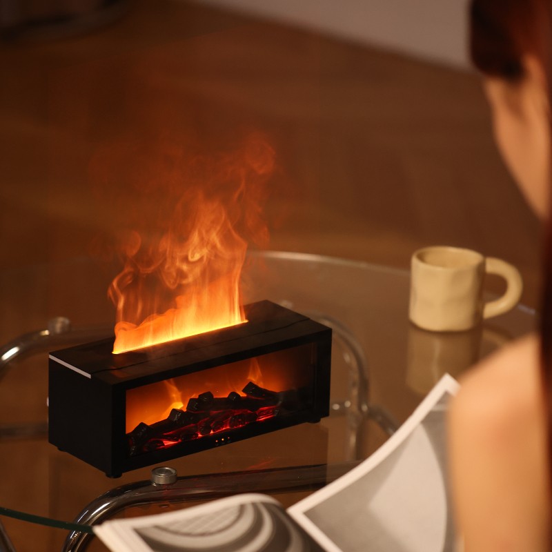 Fireplace Flame Humidifier 7 Colors Aromatherapy Essential Oil Diffuser Remote