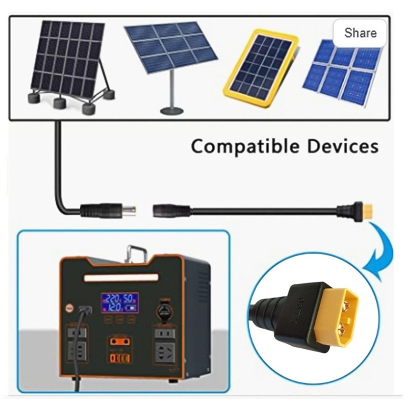 DC8mm to XT60 Charging Cable DC7909 to XT60 Adapter Cord for Solar Panel Use