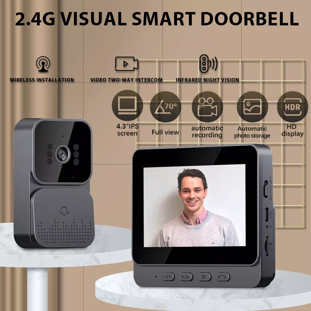 Door Bell Cameras Wireless with Monitor Screen Video Doorbell Two-Way Intercom