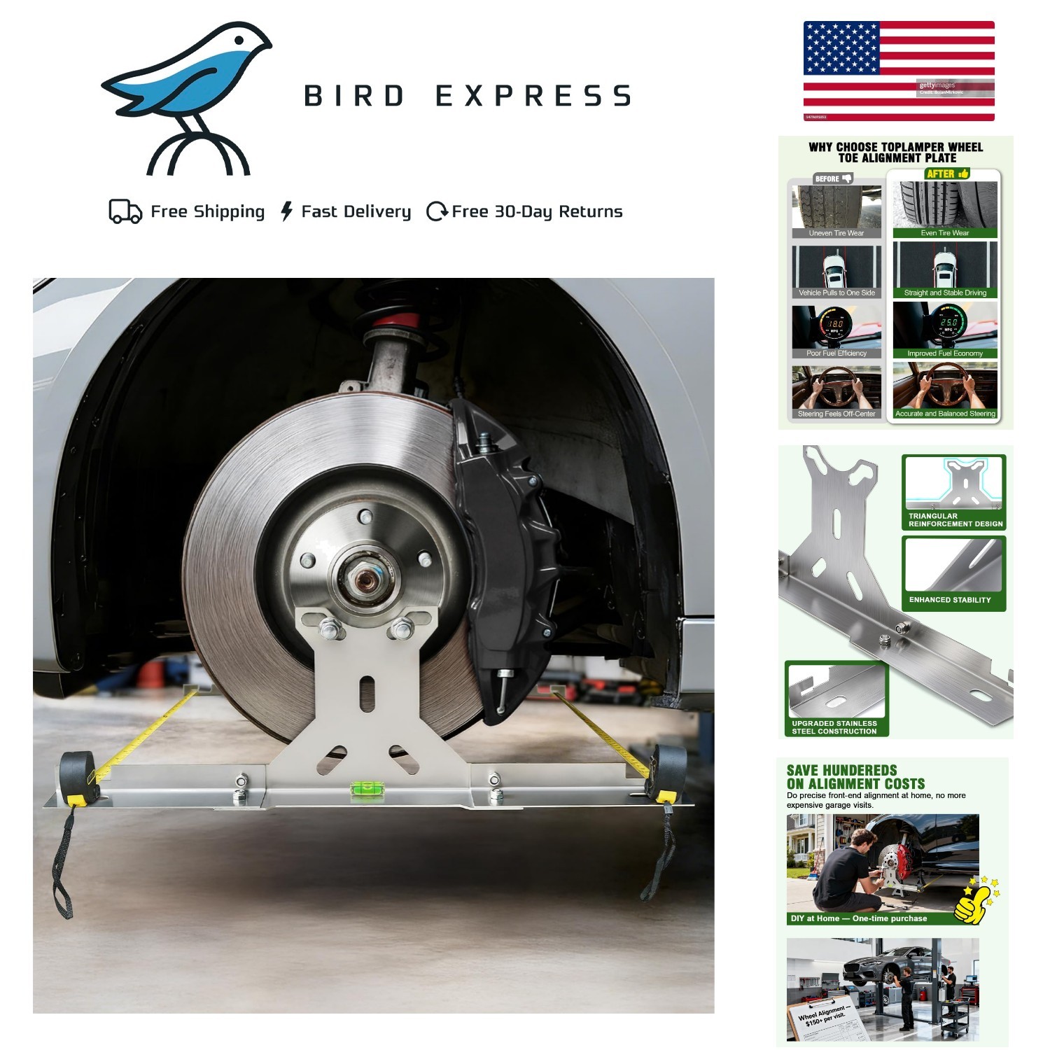 Wheel Toe Alignment Tool Kit for Home Stainless Steel with 2 Tape Measures