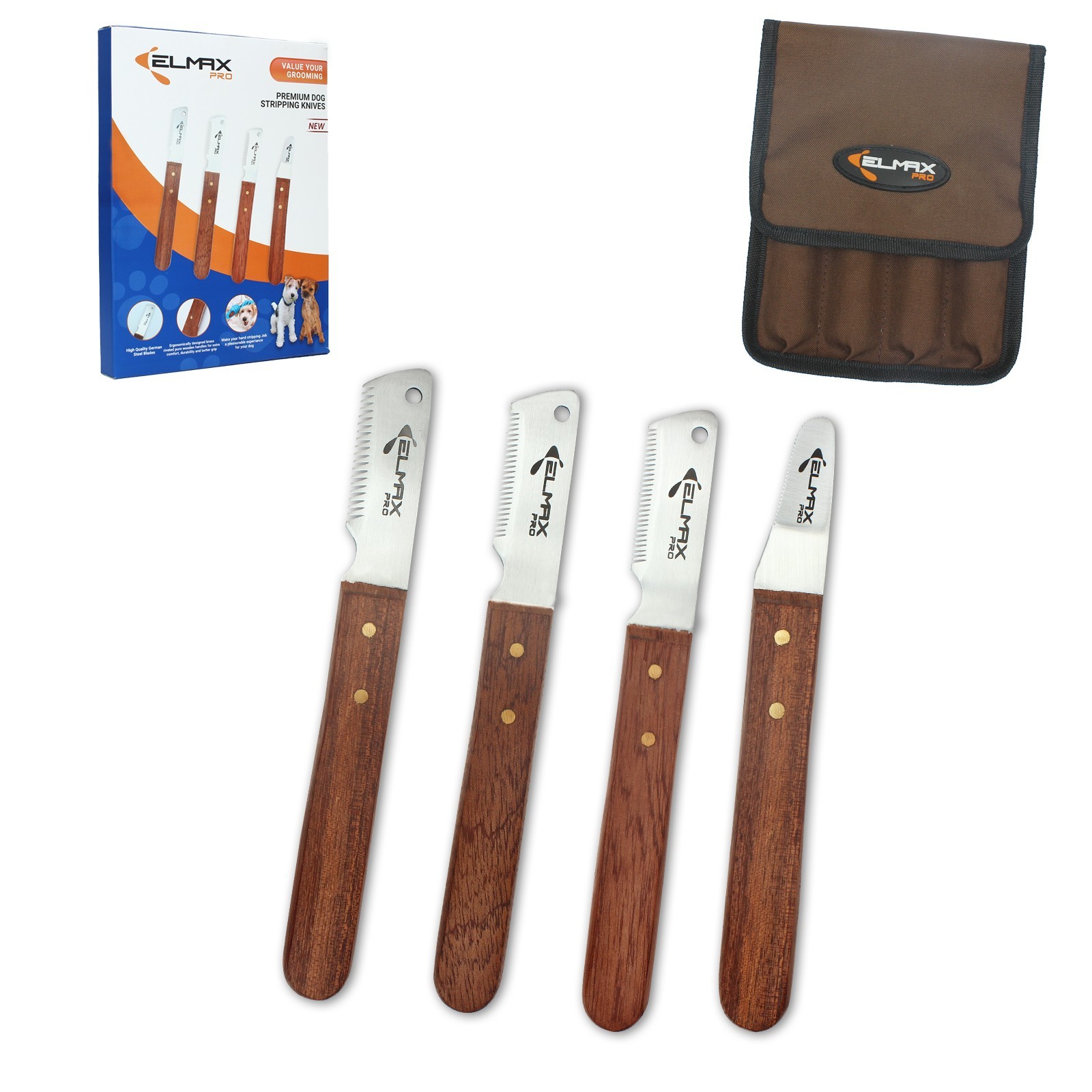 Elmax Pro stripping knife for dogs hand stripping tools for dog grooming Pack 4