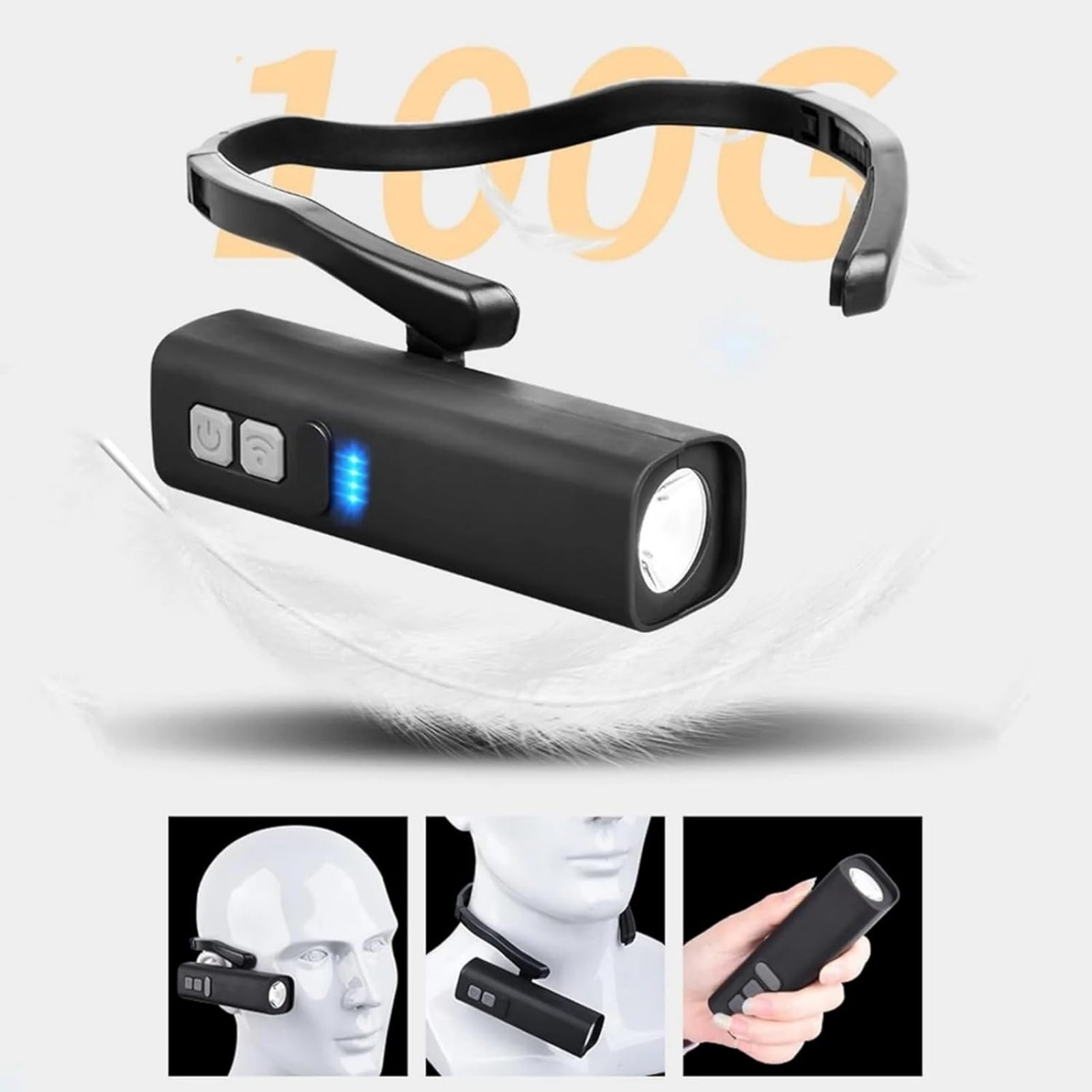 LED Ear Hook Light Motion Sensor 1000mAh Battery for Night Hiking Trail Running