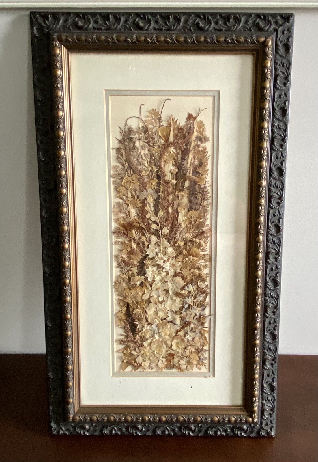 VTG The Artist & The Gardener Pressed Flower Art, Framed Signed By VAN RYZIN.