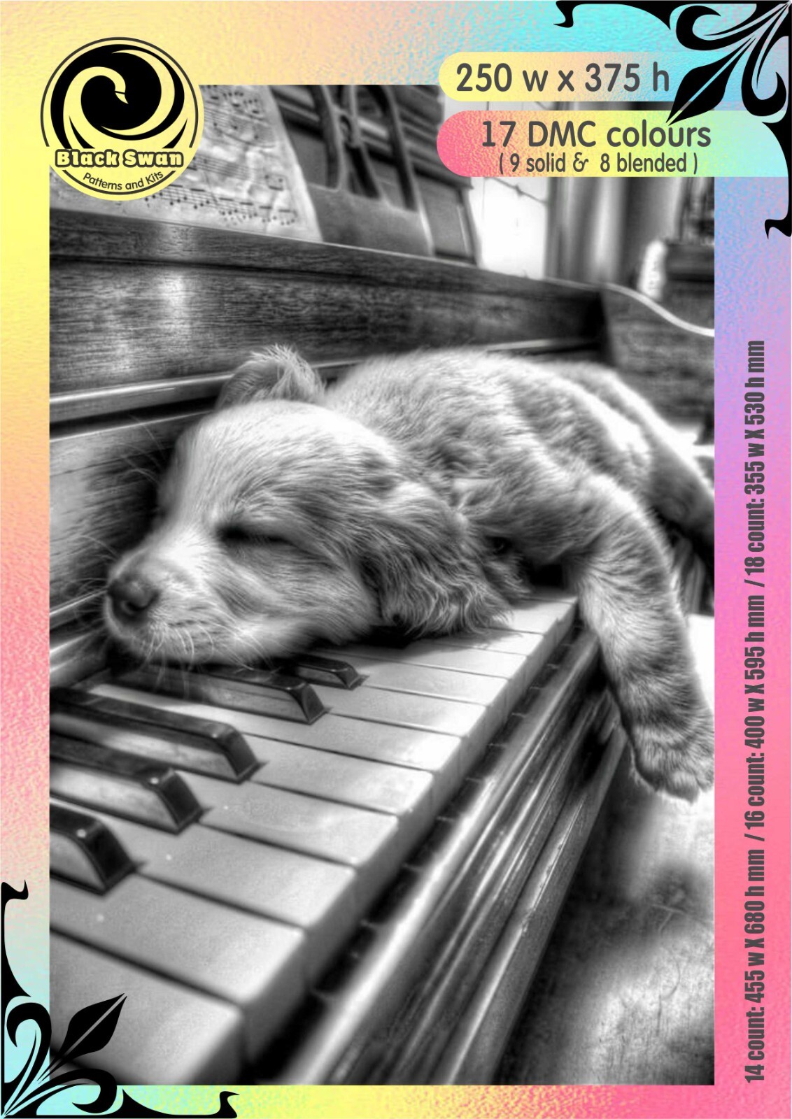 Piano Dog 561- Chart Counted Cross Stitch Pattern craft DMC