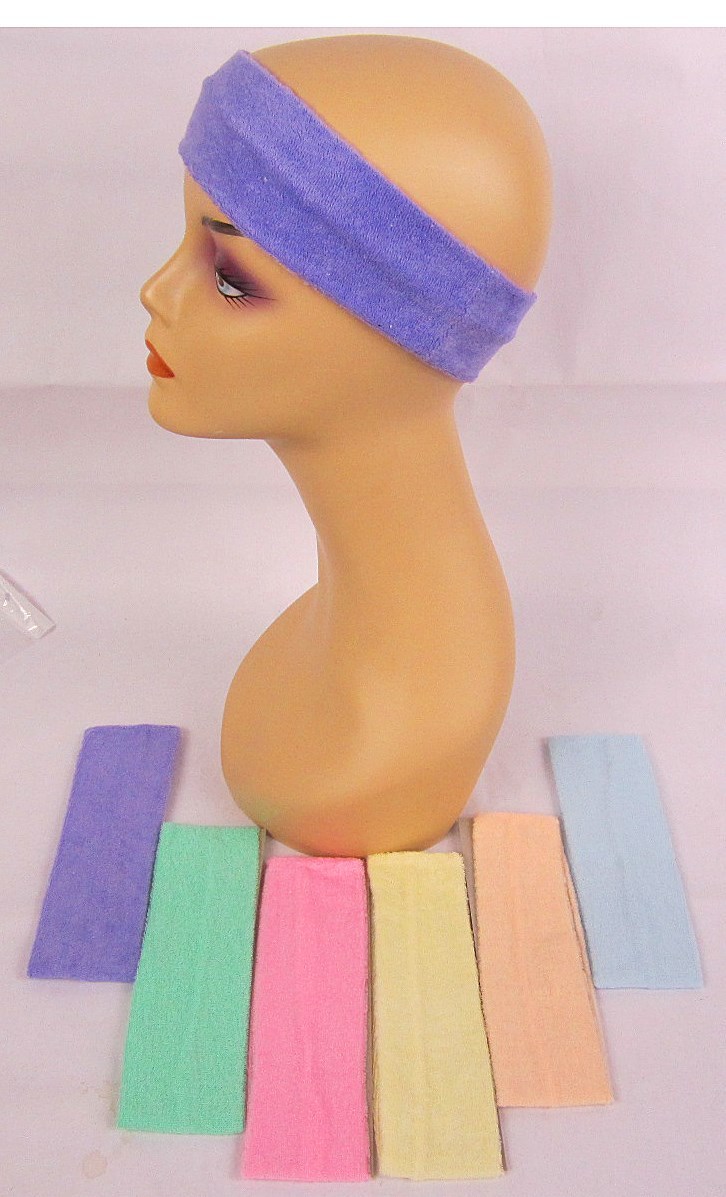 LOT OF 12, 24 PC--TERRY CLOTH SHOWER, YOGA  HEAD BAND  2.5 X 8.25 " --AHW001
