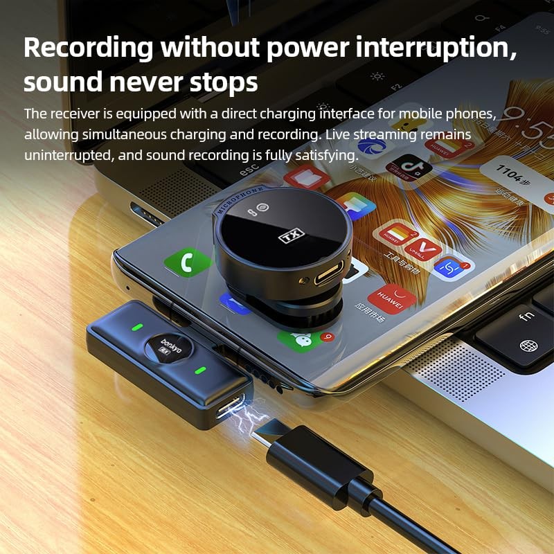 Magnetic Wireless Lavalier Mic for Android, iPhone(2 TX+1 RX+Charging Case),