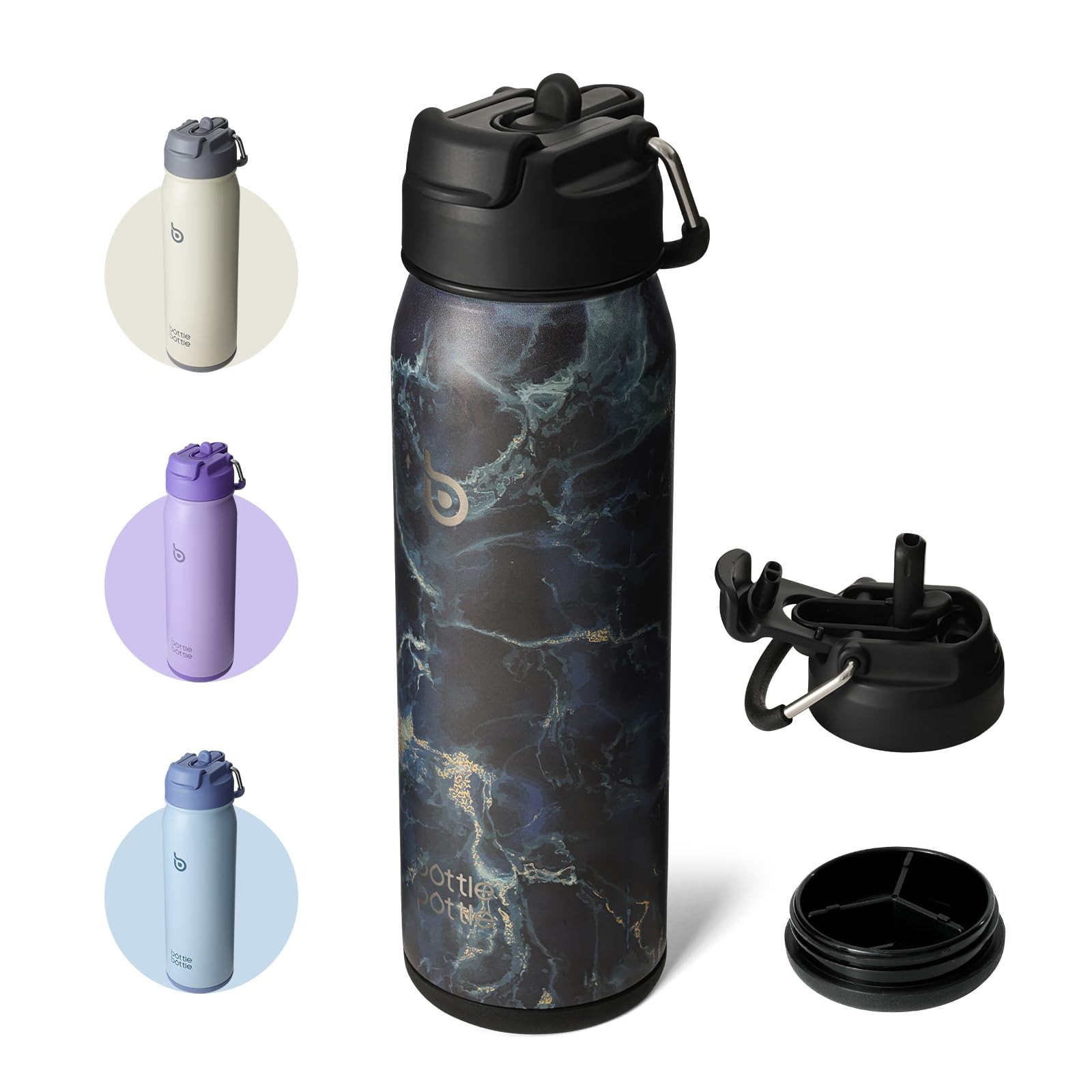 24 oz sports water bottle stainless steel insulated water bottle with straw a...