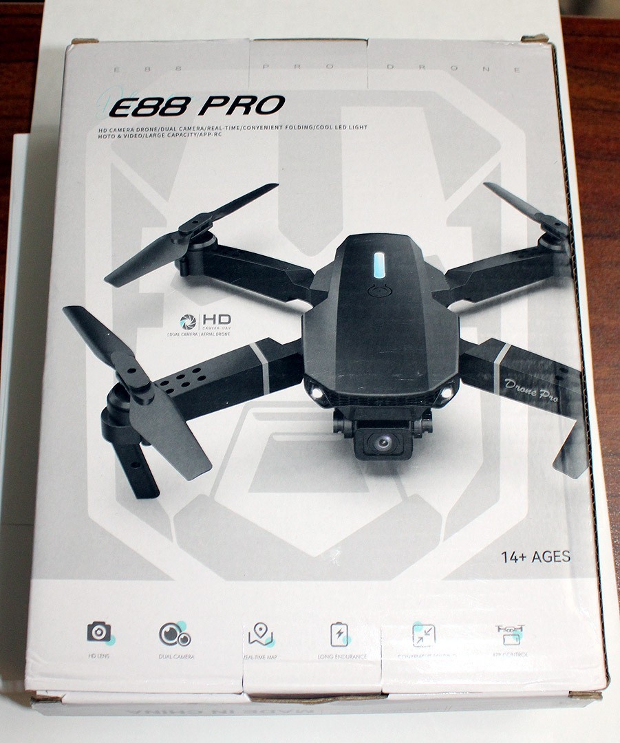 E88 Pro Drone - 2.4Ghz - HD - App Control - Dual Camera - New In Box - Black