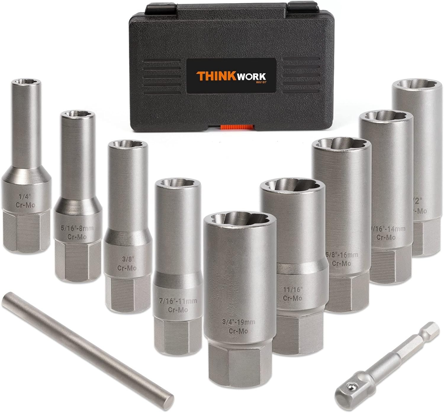 Bolt Extractor Kit for Deep Well Bolt, 11 Pcs Lug Nut Extractor Set, Deep Socket