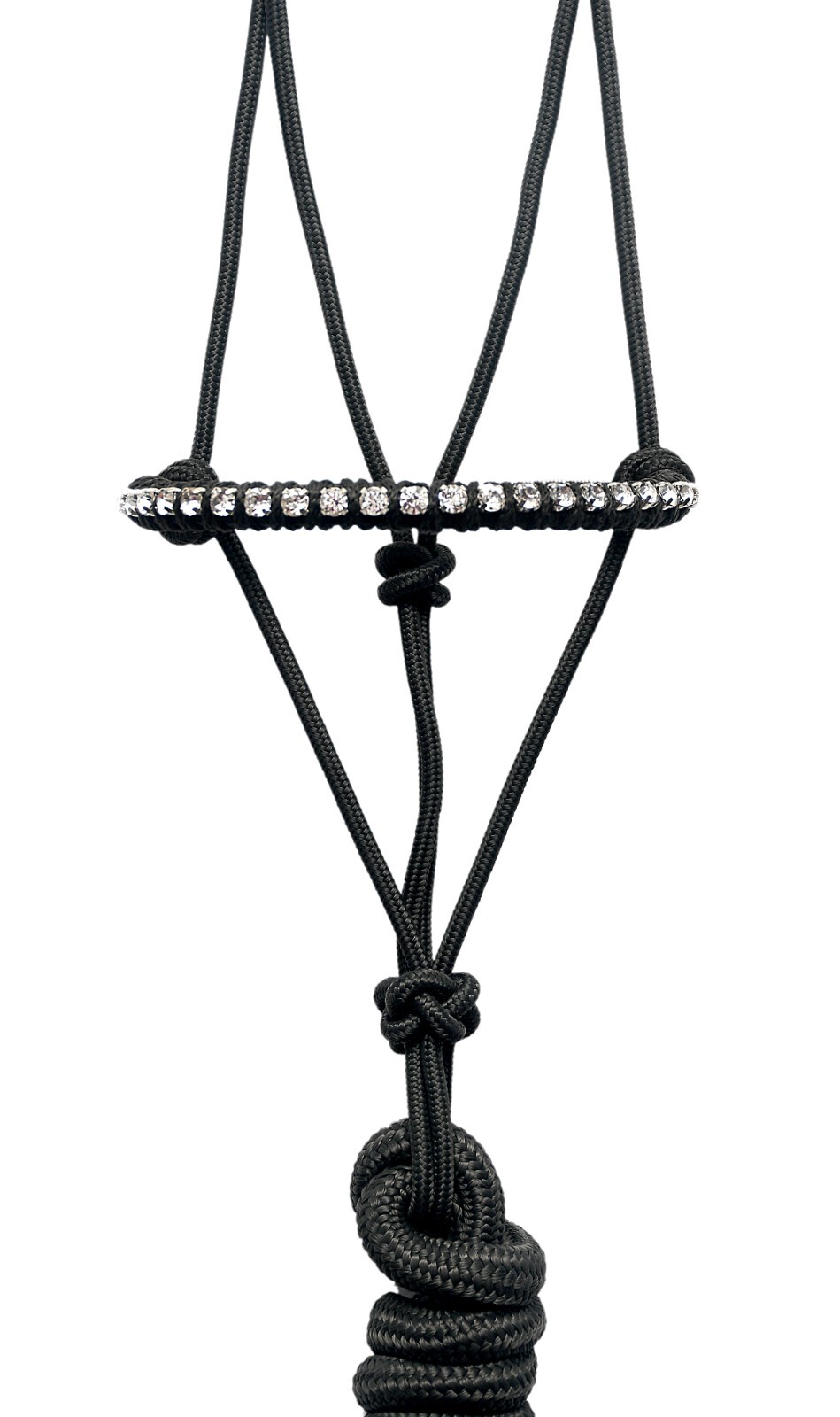 Black Hoof Barrel Racer Beaded Rhinestone Bling Crystal Braided Nose Rope