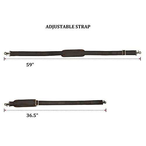 Polare Full Grain Leather Adjustable Replacement Shoulder Strap with Dark Brown