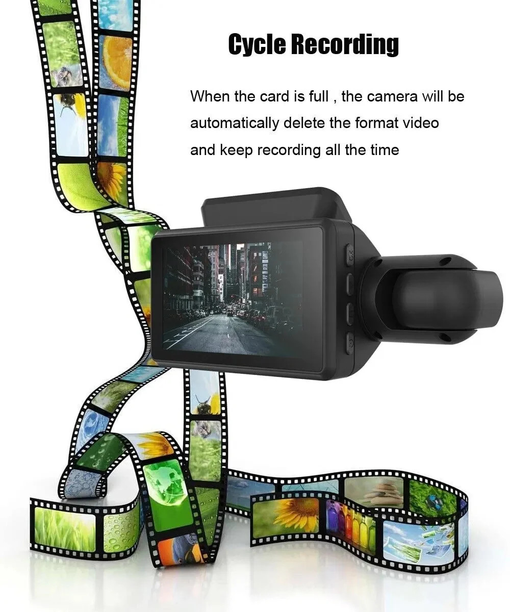 1080P Dual Lens Dash Camera G-Sensor 3-Inch Screen Full HD Recording