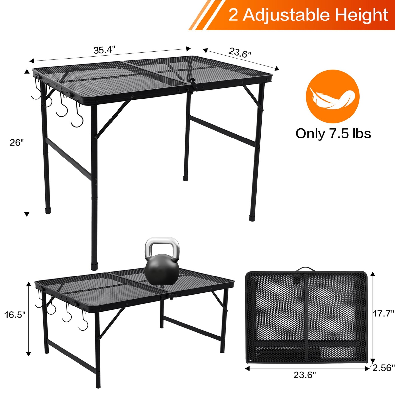ALZEROOE 3 Ft Aluminium Folding Table - Portable Height Adjustable Garden