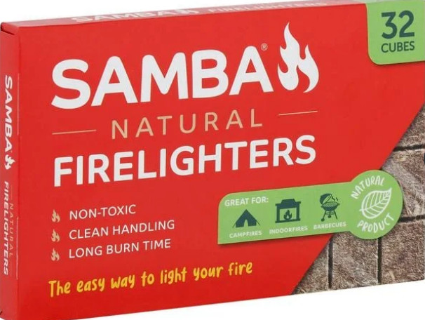 2 x Samba NATURAL FIRELIGHTERS Fire Starters Non-Toxic Odourless  64 cubes total
