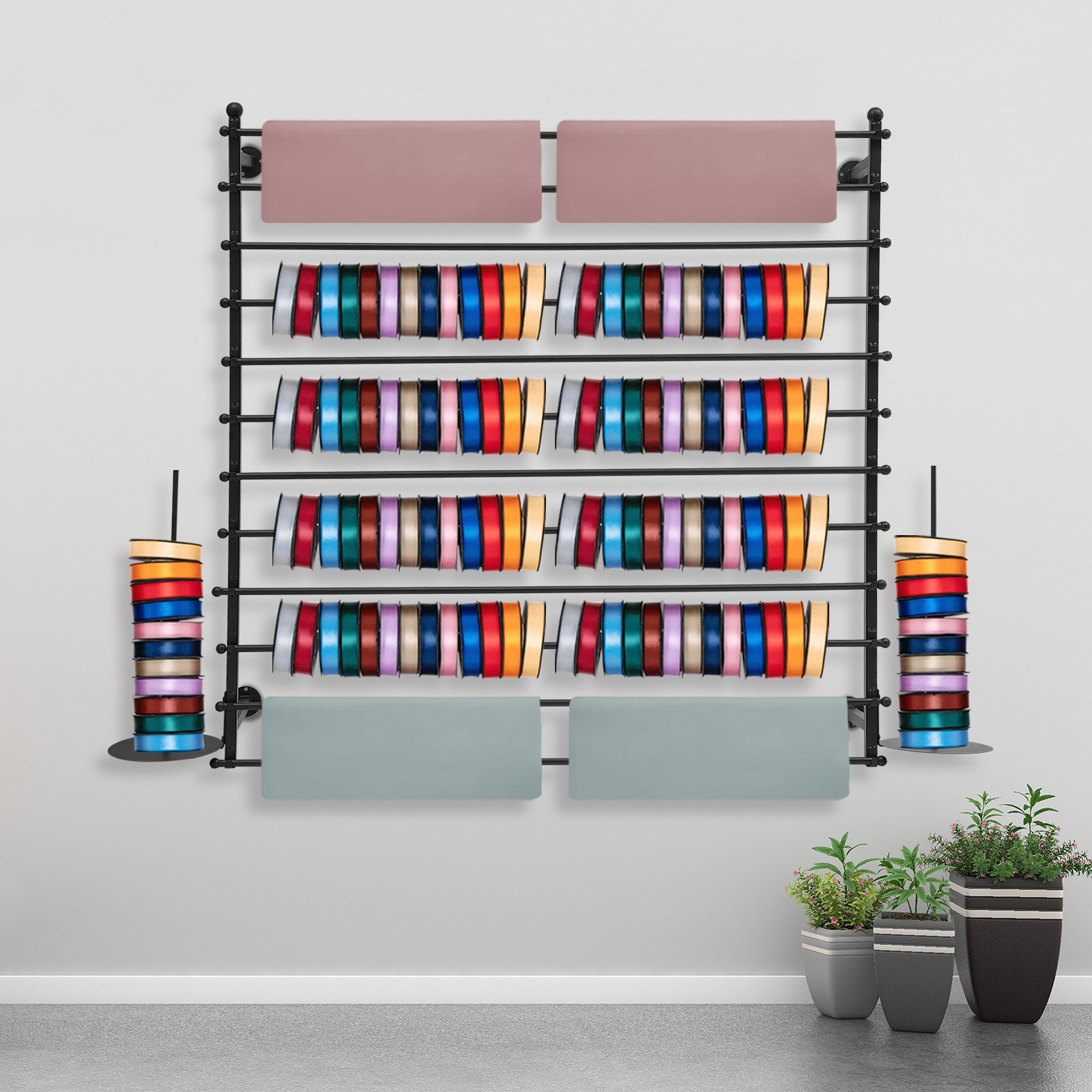 Wall-Mounted Display Rack, Wrapping Paper Ribbon Holder, Organizer