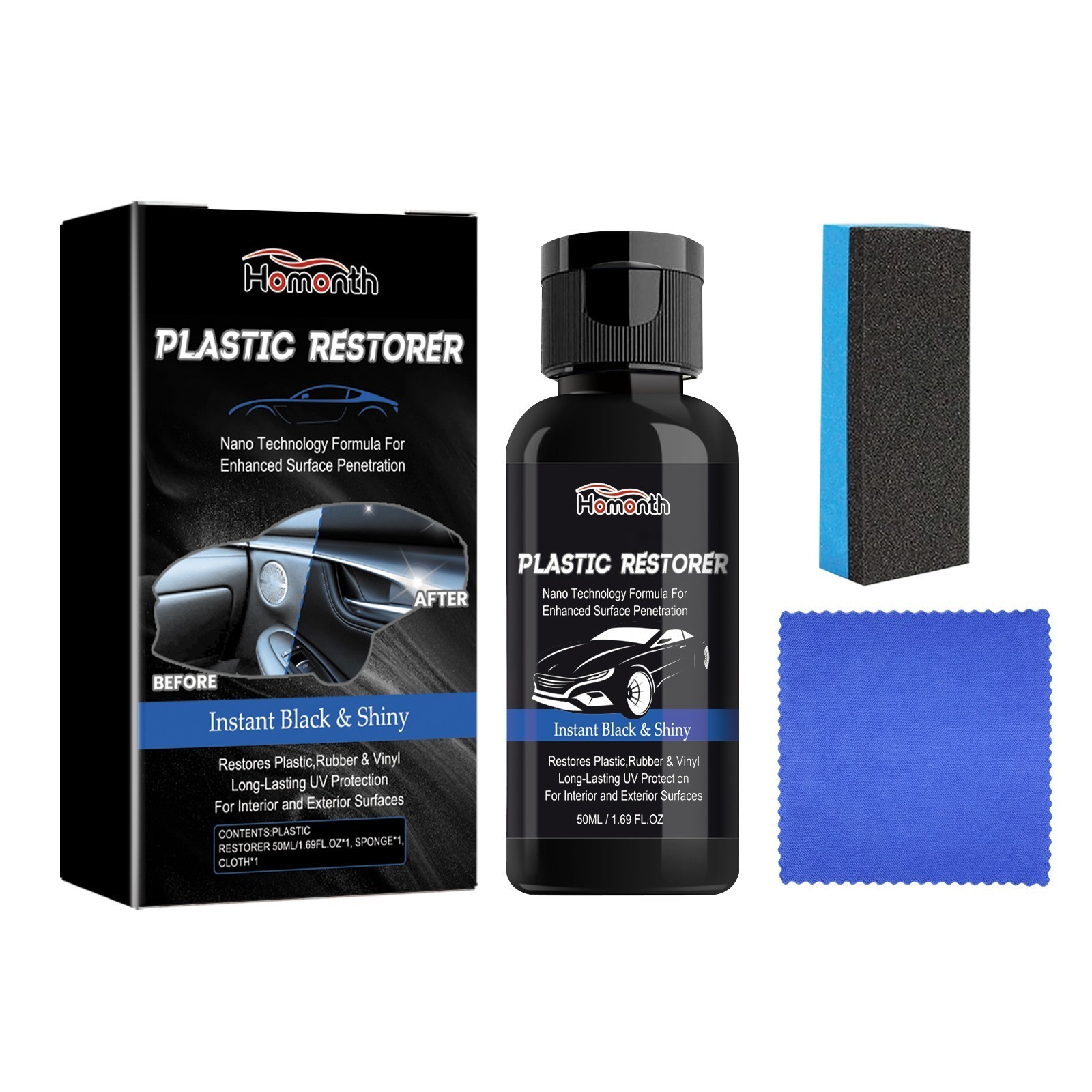 Plastic Restorer & Cleaner for Car Interior - Dashboard & Seats Decontamination