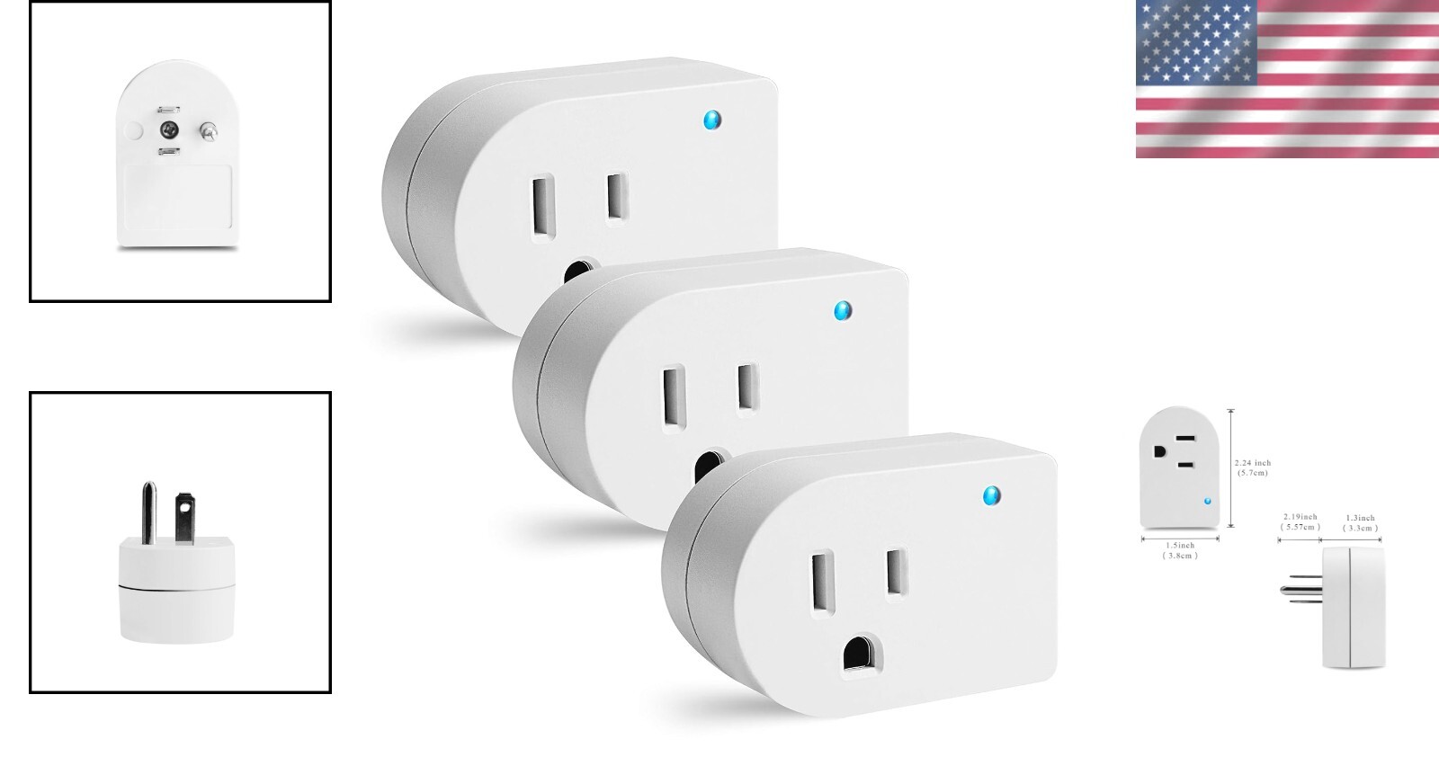 Travel-Friendly Surge Protector Adapter - 3-Pack Grounded Tap with LED Indicator