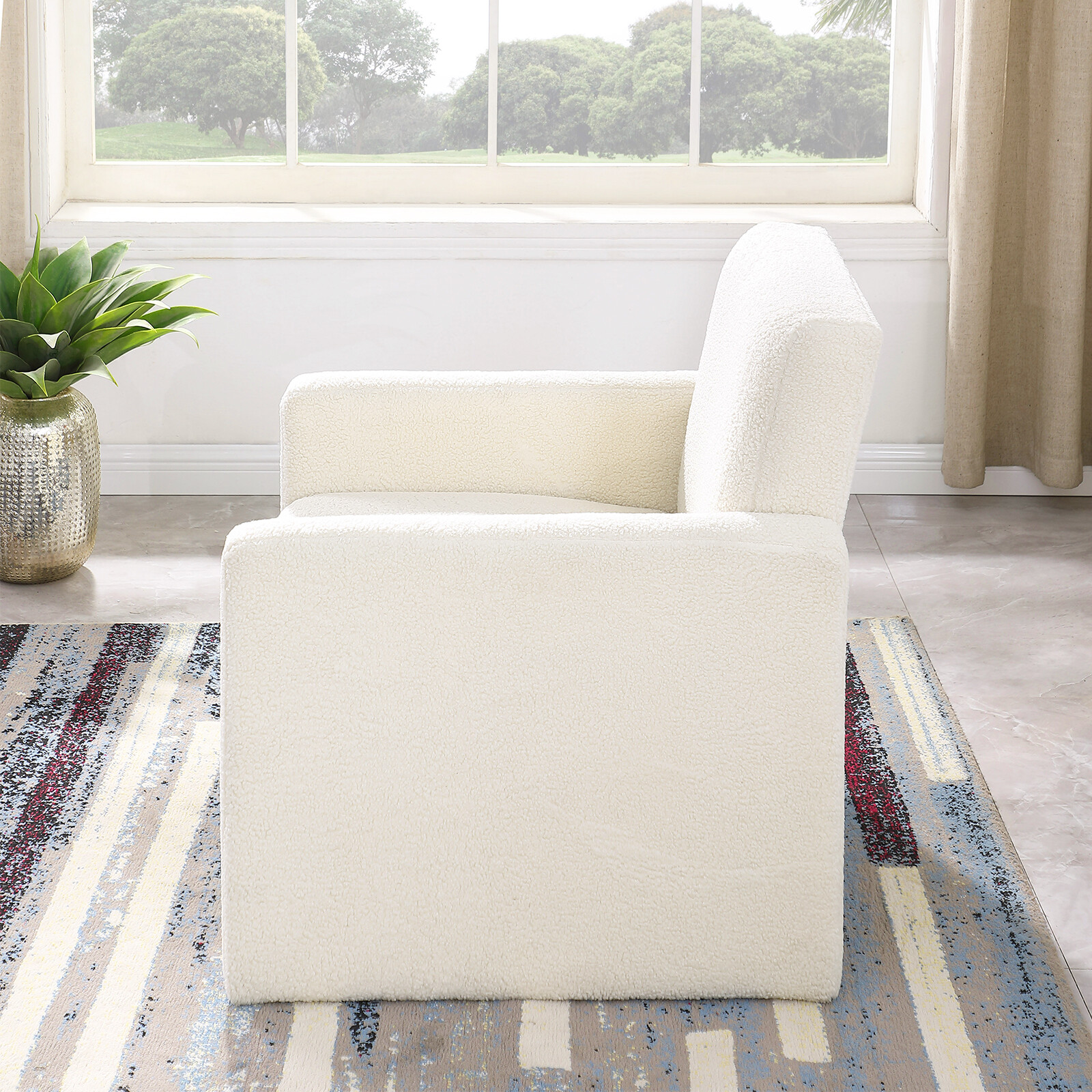 Modern Accent Sofa w/ Arms Upholstered Reading Armrest Chair for Living Room USA