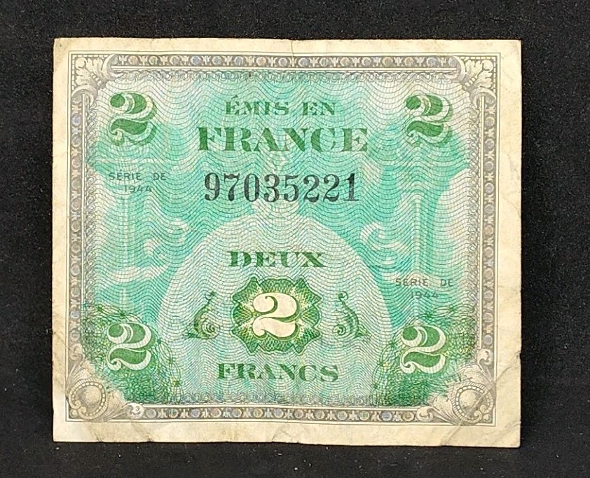 1944 Allied Military Authority 2 Francs 97035221 France