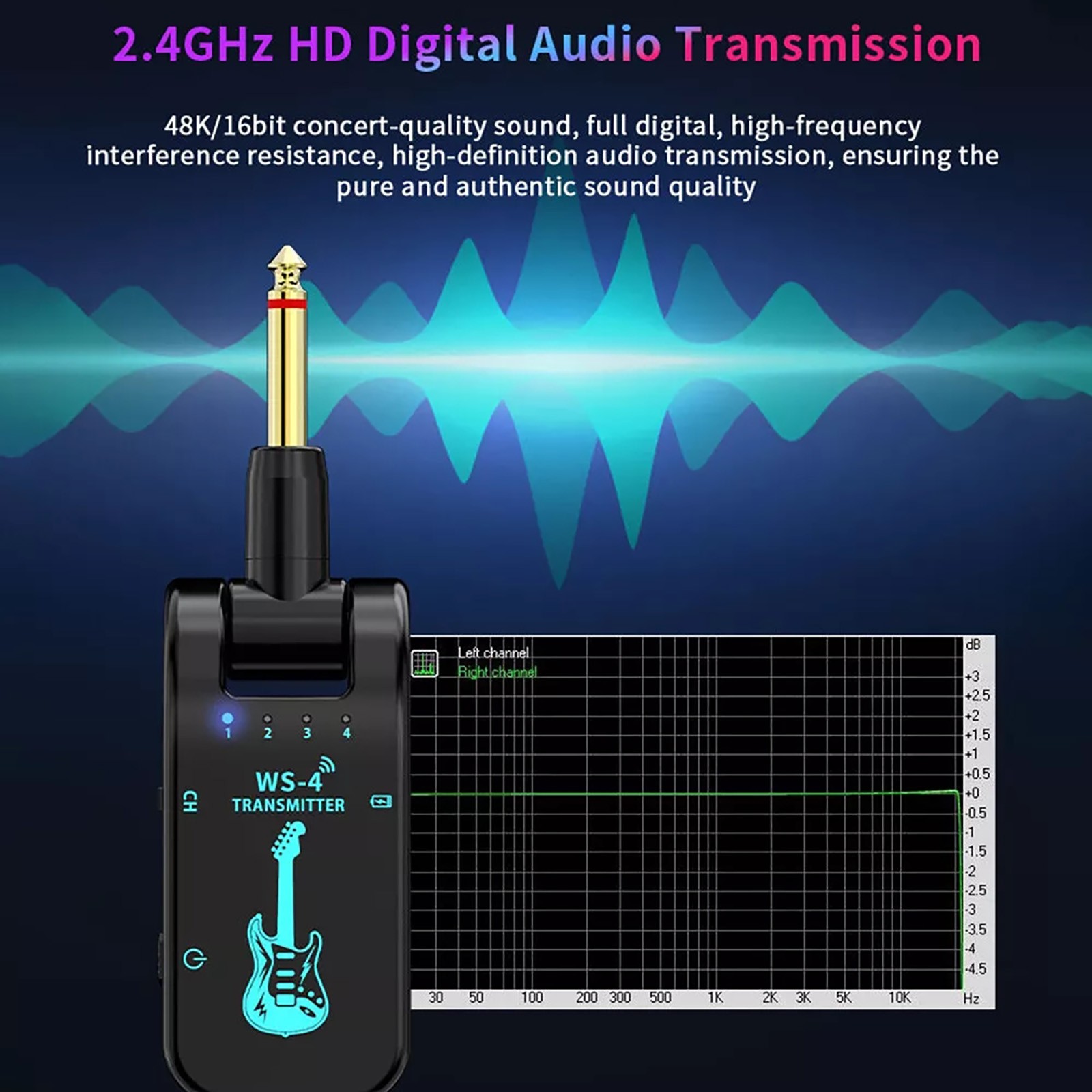 High Stability 2.4G Wireless Guitar Rechargeable Transmitter And Receiver