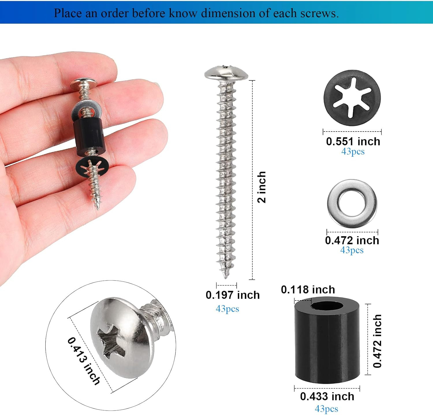 43 Set (172Pcs) Pegboard Mounting Spacers and Screws Kit, Peg Boards Installatio