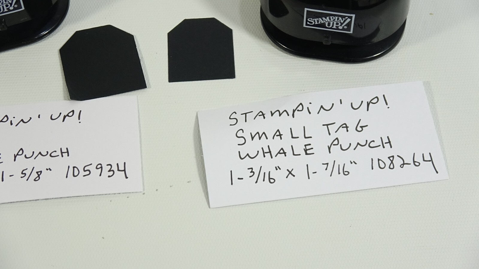 2 Stampin' Up! Small and Large Tag Whale Tale Punches